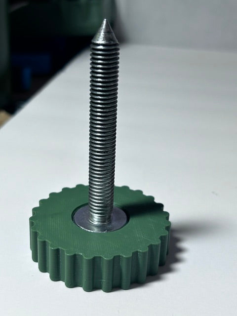 Olive green BR LevelGrip 50 knob installed on a Caldwell Rock BR leveling foot